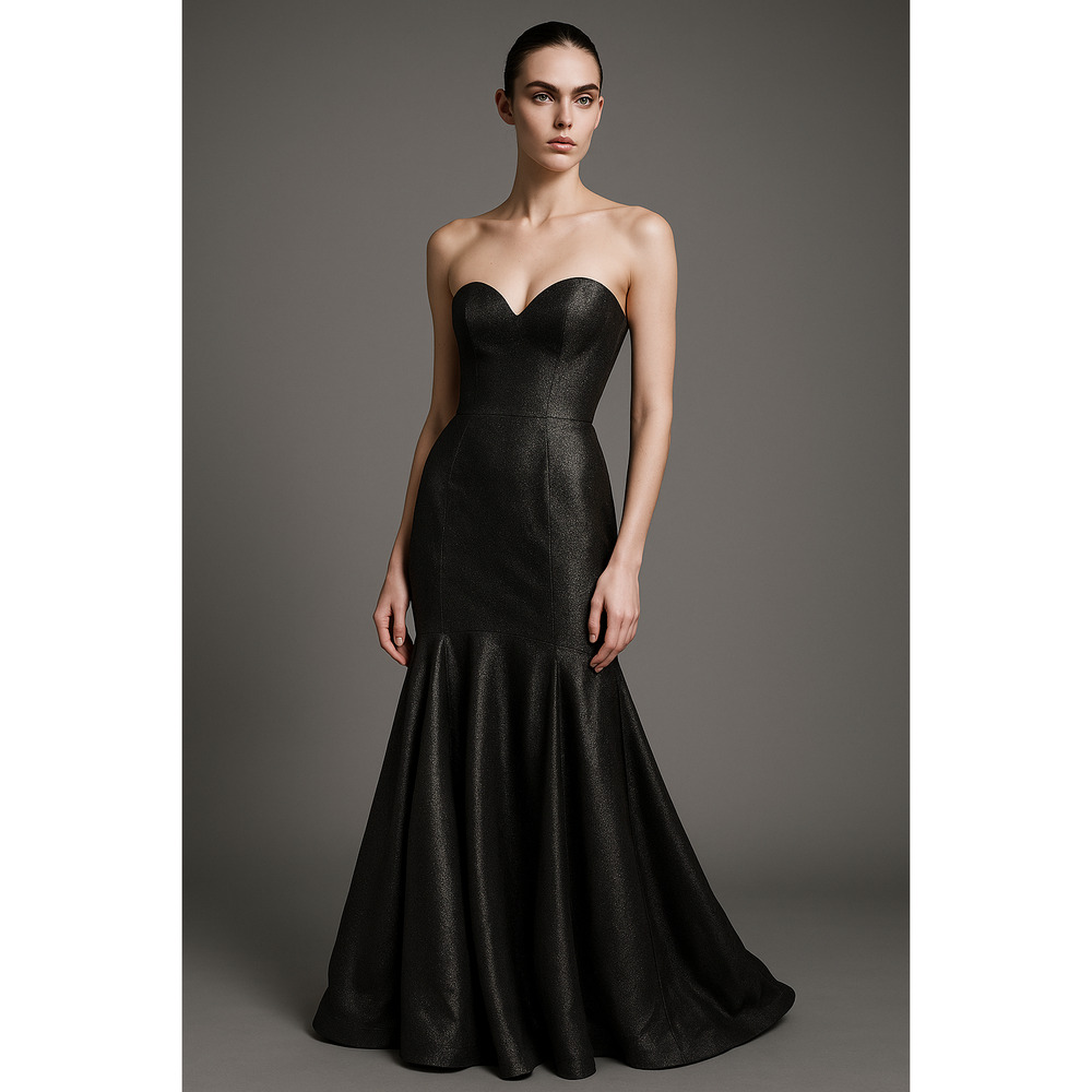 Ashley Lauren Black Metallic Mermaid Gown Size 0 Formal Prom Dress NWT